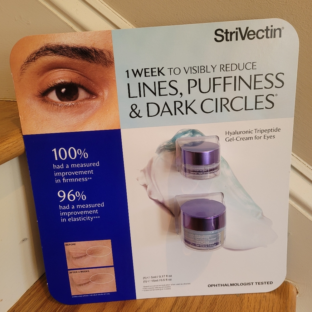 NEW Strivectin 2 Jars of Hyaluronic Tripeptide Gel Cream for Eyes